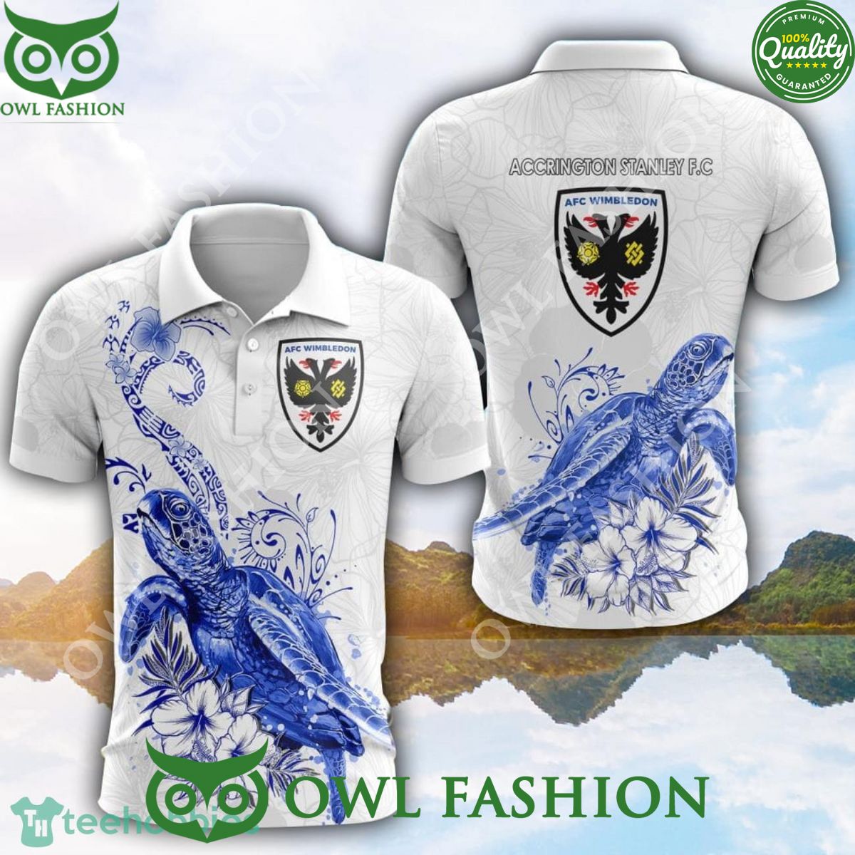 EFL League One AFC Wimbledon Turtle White Golf Polo - Adult & Kids T-Shirts, Sweatshirts & Hoodies apparel design preview 1
