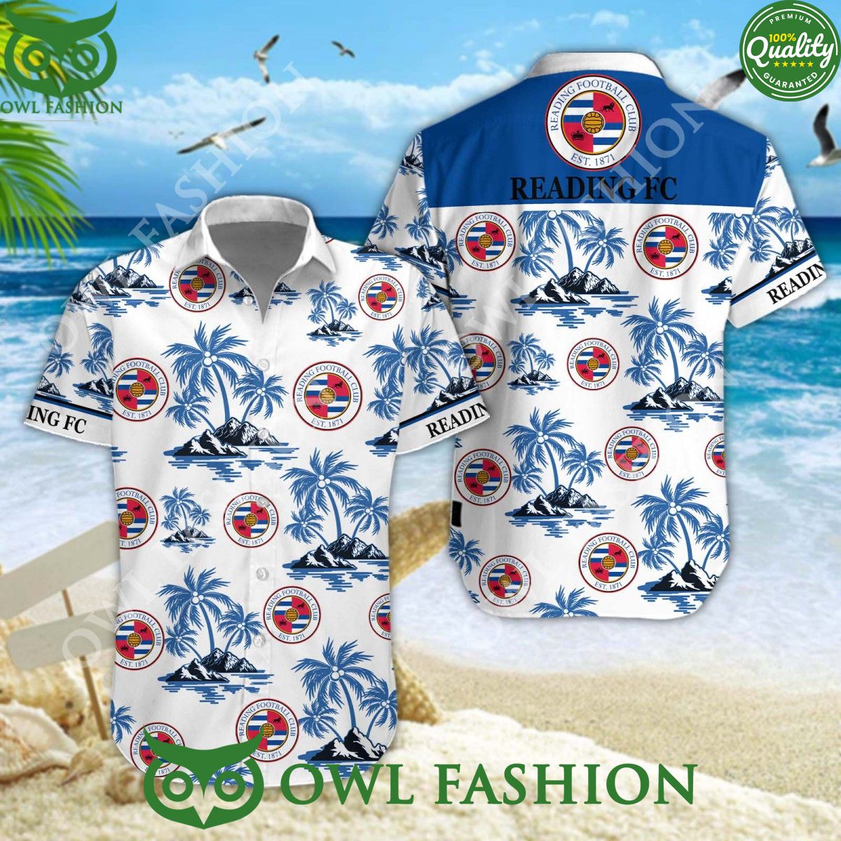 EFL League One Reading Hawaiian Short Beach Vibe - Adult & Kids T-Shirts, Sweatshirts & Hoodies apparel design preview 1