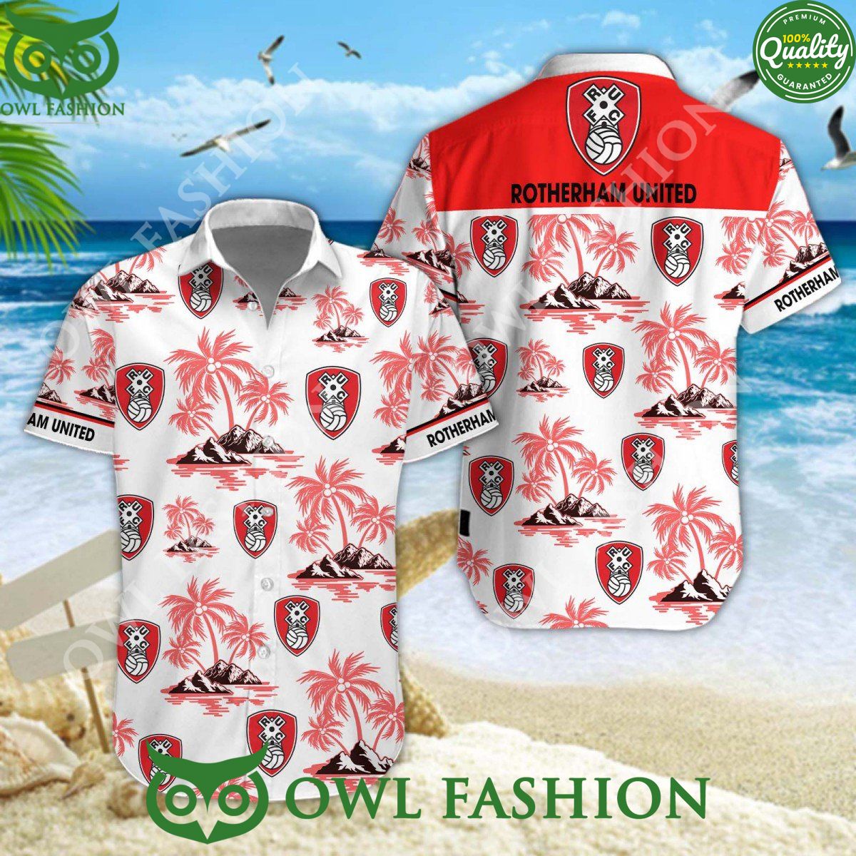 EFL Rotherham United Summer Vibe Hawaiian Shorts - Adult & Kids T-Shirts, Sweatshirts & Hoodies apparel design preview 1