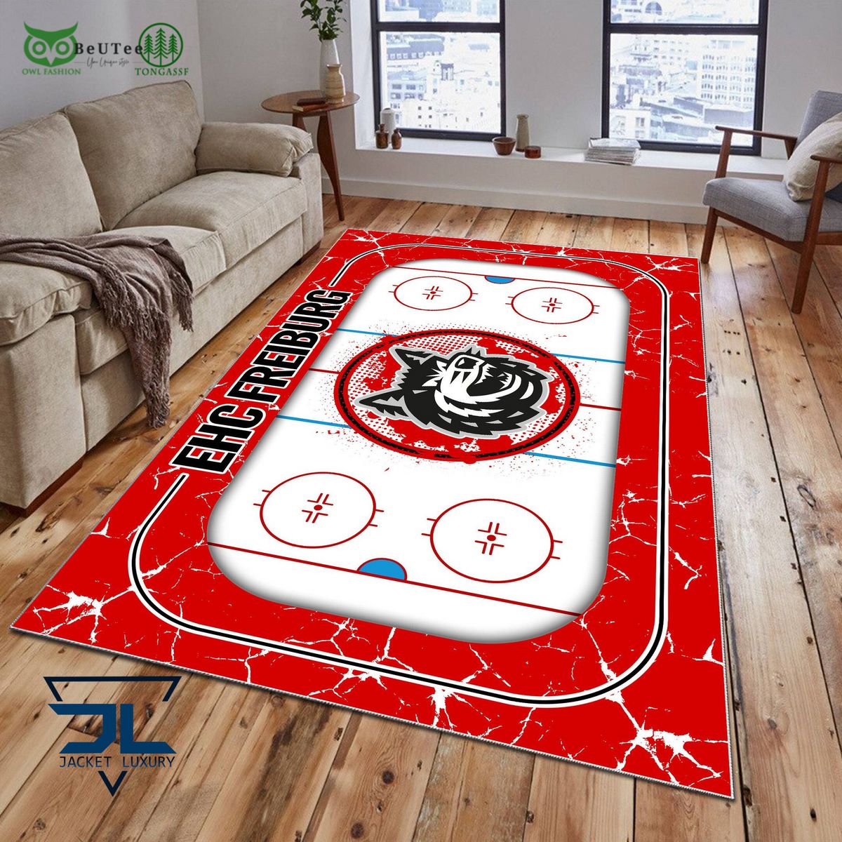 EHC Freiburg Germany Ice Hockey Team Carpet Rug - Adult & Kids T-Shirts, Sweatshirts & Hoodies apparel design preview 1