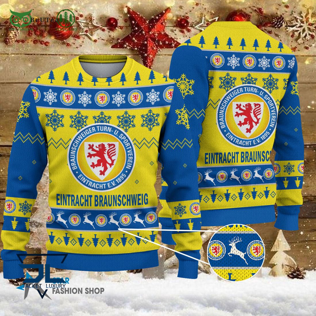 Eintracht Braunschweig Bundesliga Football 3D Ugly - Adult & Kids T-Shirts, Sweatshirts & Hoodies apparel design preview 1