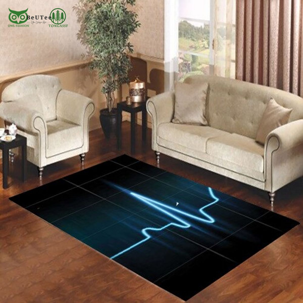 EKG Blue Living room Carpet Rugs - Adult & Kids T-Shirts, Sweatshirts & Hoodies apparel design preview 1