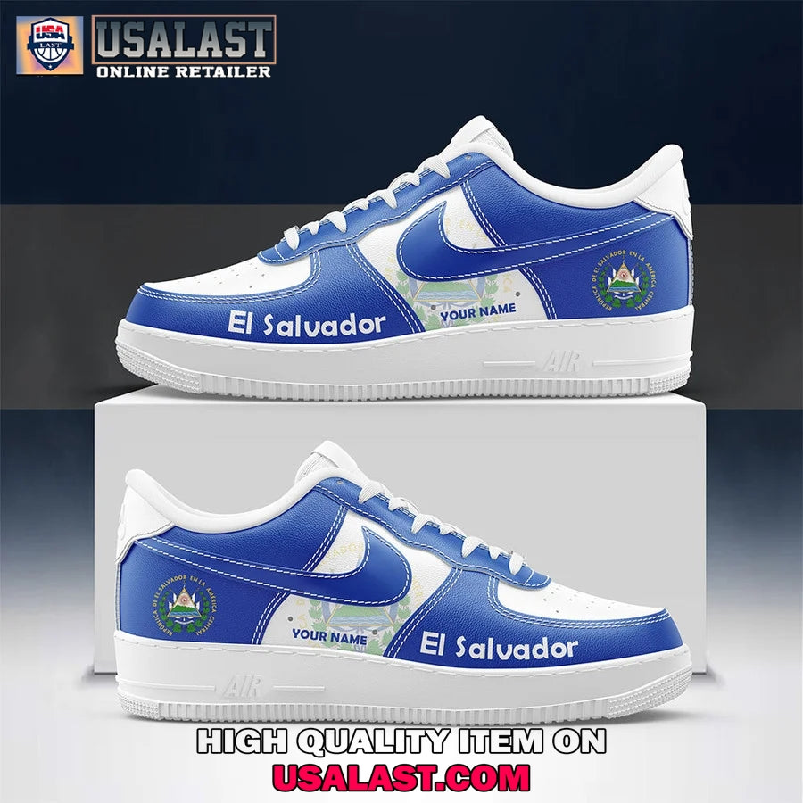 El Salvador Flag And Coat Of Arms Air Force 1 Sneaker - Adult & Kids T-Shirts, Sweatshirts & Hoodies apparel design preview 1