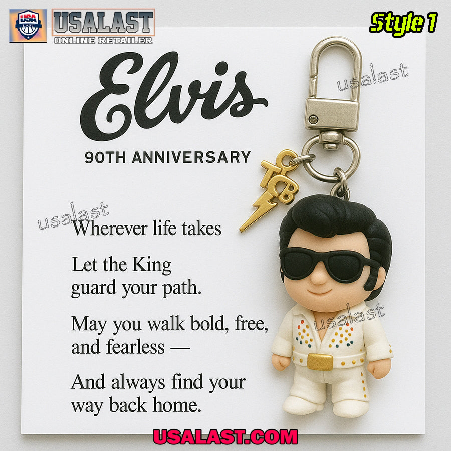 Elvis Presley 90th Anniversary Multi Charm Keychain - Adult & Kids T-Shirts, Sweatshirts & Hoodies apparel design preview 1