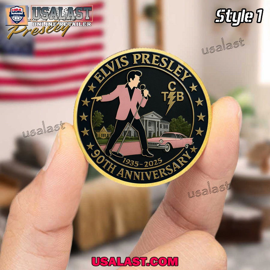 Elvis Presley 90th Anniversary Commemorative Coin - Adult & Kids T-Shirts, Sweatshirts & Hoodies apparel design preview 1