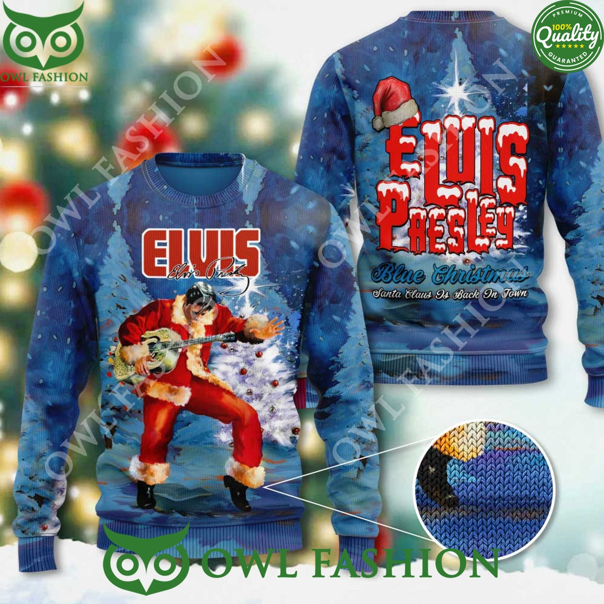 Elvis Presley Blue Christmas Santa Claus is back in - Adult & Kids T-Shirts, Sweatshirts & Hoodies apparel design preview 1