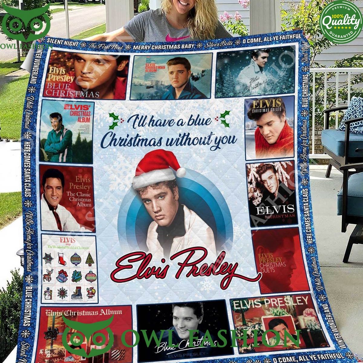 Elvis Presley Blue Christmas Without You Fleece - Adult & Kids T-Shirts, Sweatshirts & Hoodies apparel design preview 1
