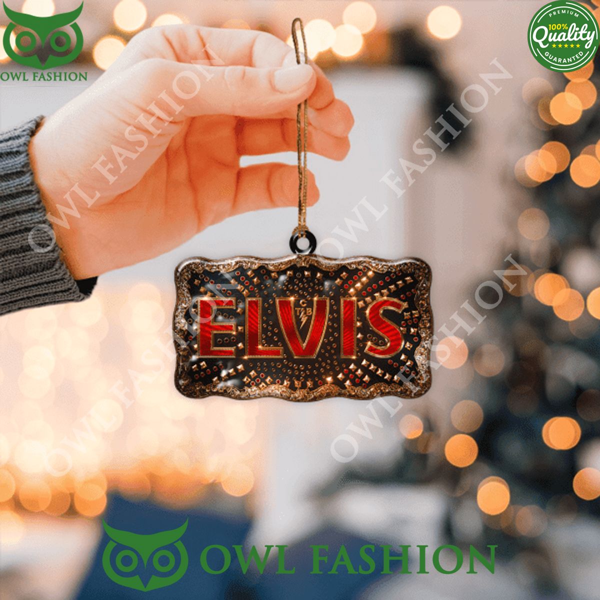 Elvis Presley Burning Love Plastic Ornament - Adult & Kids T-Shirts, Sweatshirts & Hoodies apparel design preview 1