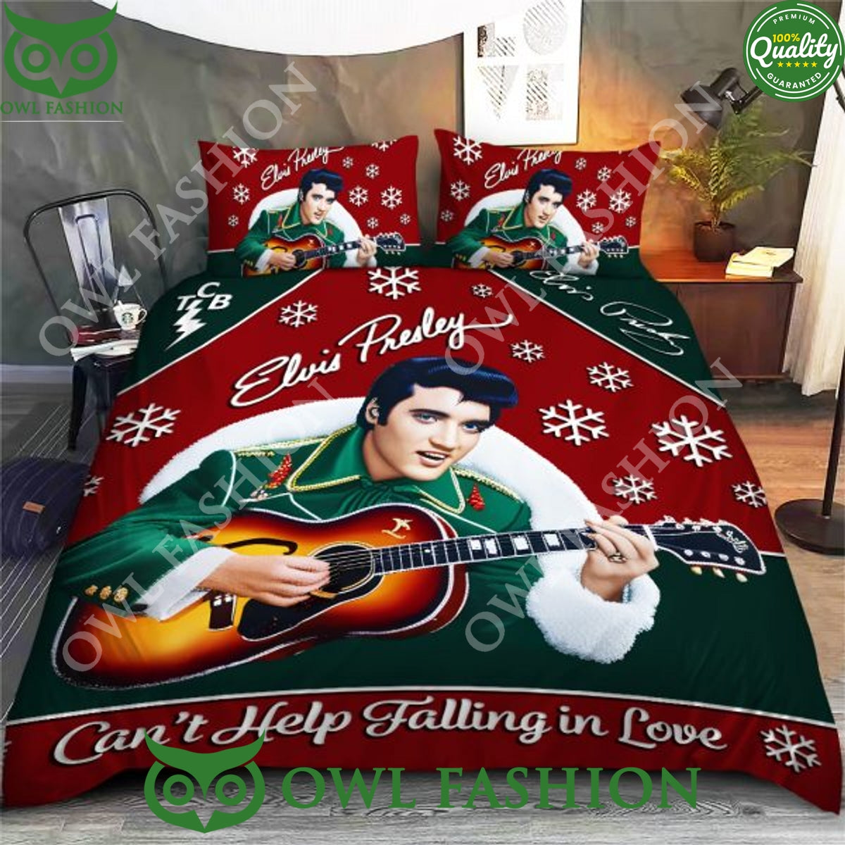 Elvis Presley Cant Help Falling in love Xmas Bedding - Adult & Kids T-Shirts, Sweatshirts & Hoodies apparel design preview 1