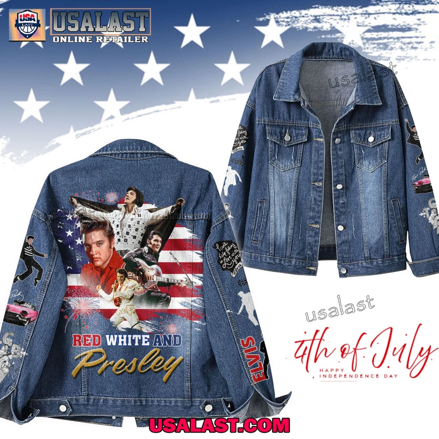 Elvis Presley Happy 4th Of July Denim Jacket - Adult & Kids T-Shirts, Sweatshirts & Hoodies apparel design preview 1