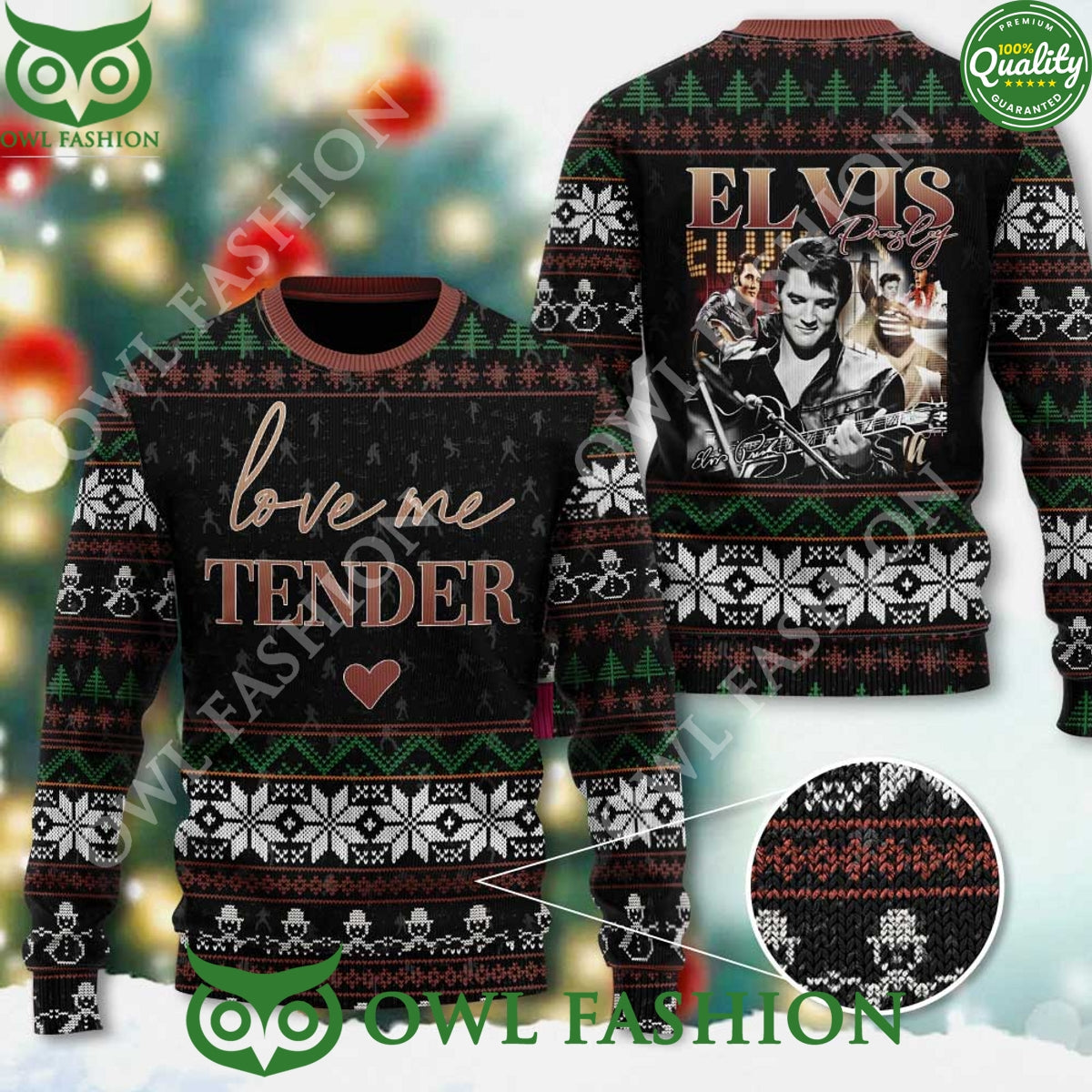 Elvis Presley Love me tender Rock n Roll 3D Ugly - Adult & Kids T-Shirts, Sweatshirts & Hoodies apparel design preview 1