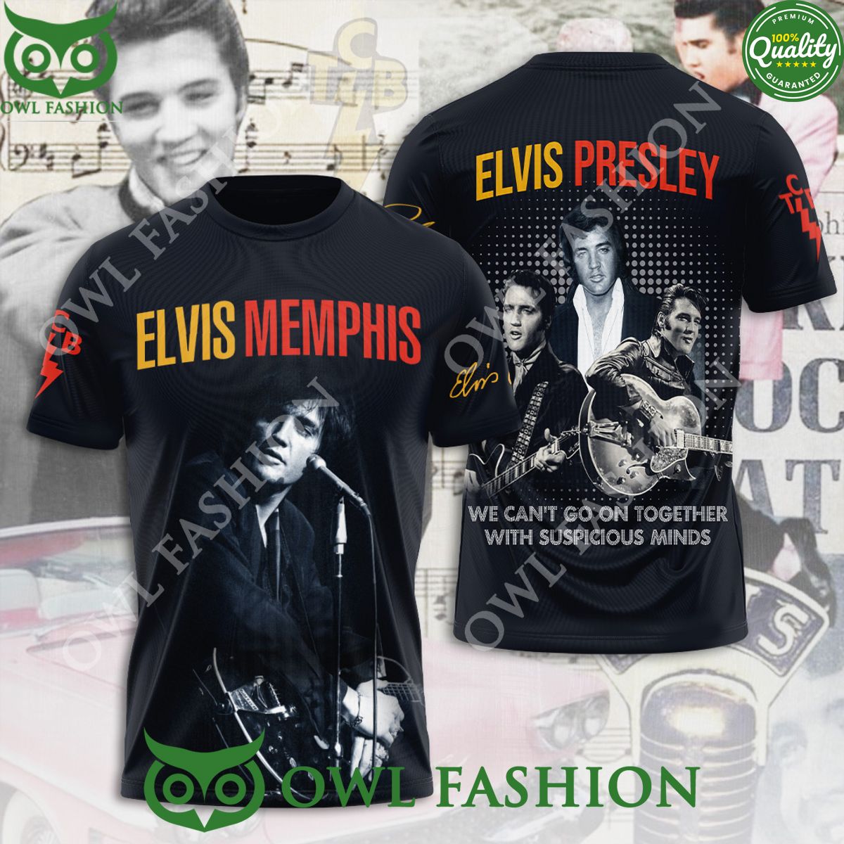 Elvis Presley Memphis Suspicious Minds 3D - Adult & Kids T-Shirts, Sweatshirts & Hoodies apparel design preview 1