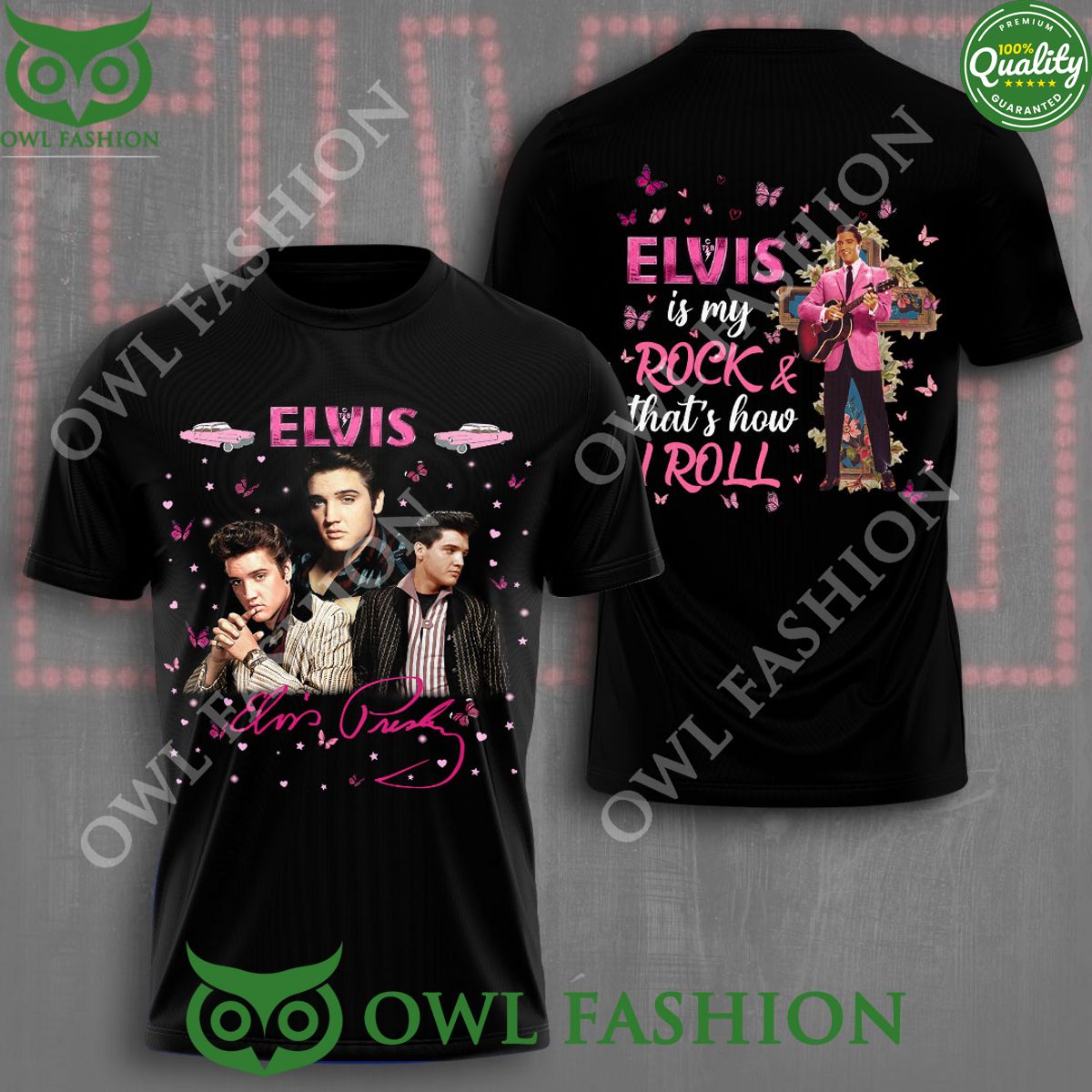 Elvis Presley Pink Rock And Roll 3D - Adult & Kids T-Shirts, Sweatshirts & Hoodies apparel design preview 1