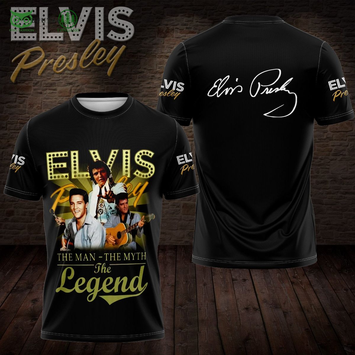 Elvis Presley The Man Myth Legend 3D Hawaiian - Adult & Kids T-Shirts, Sweatshirts & Hoodies apparel design preview 1