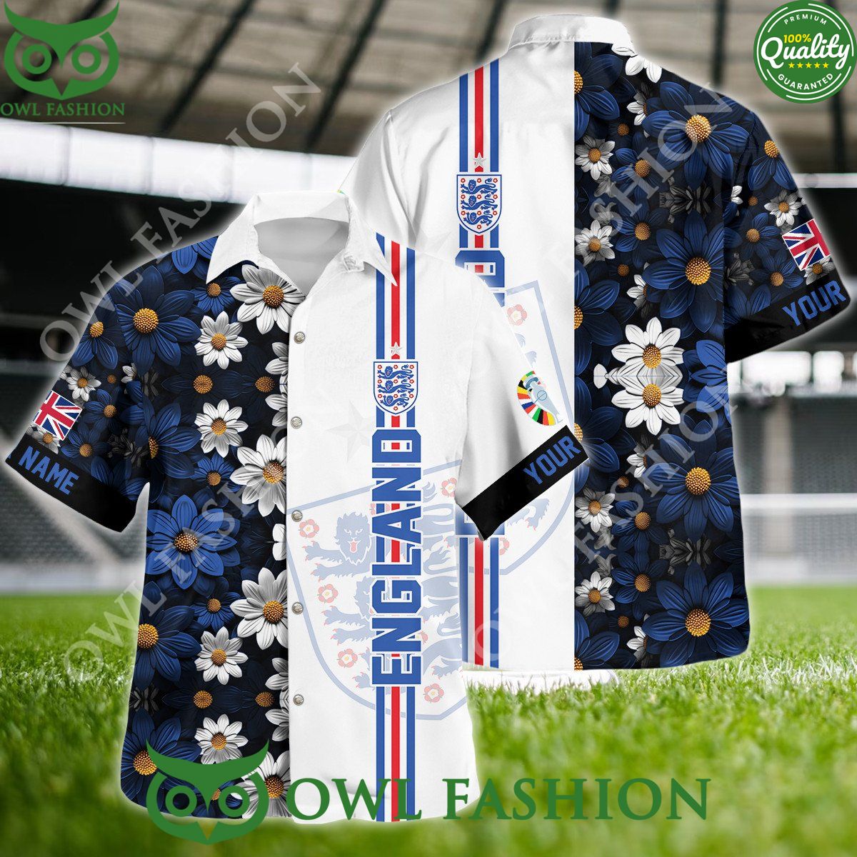 England UEFA Euro Floral Flower Personalized Hawaiian - Adult & Kids T-Shirts, Sweatshirts & Hoodies apparel design preview 1