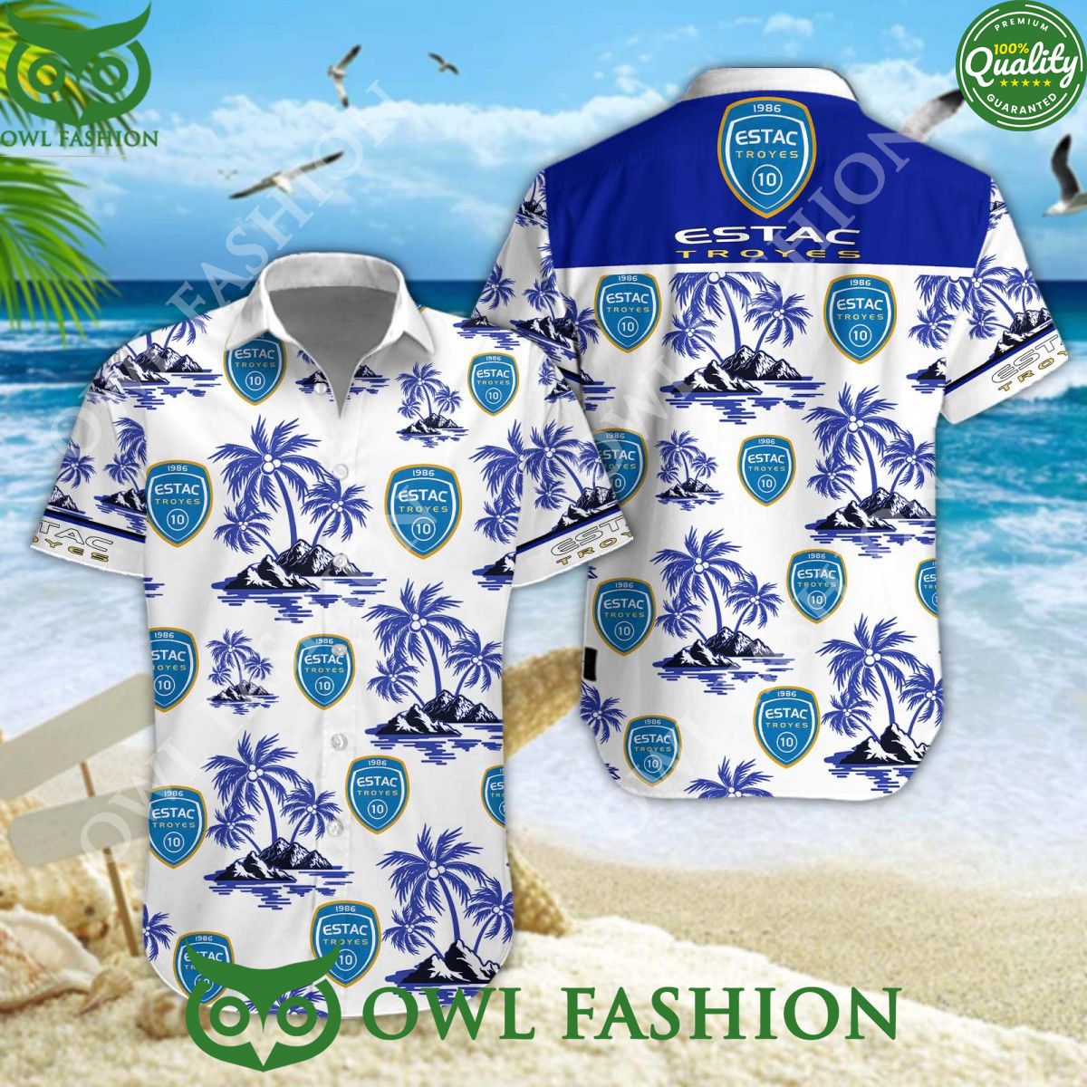 ESTAC Troyes Ligue 2 France Champion Hawaiian Shorts - Adult & Kids T-Shirts, Sweatshirts & Hoodies apparel design preview 1