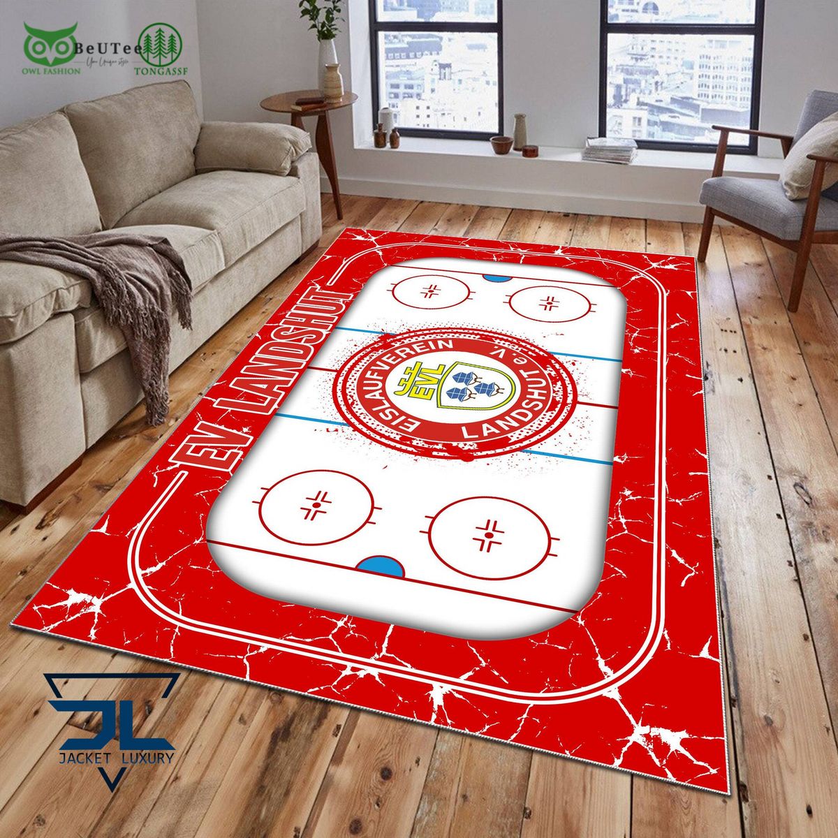 EV Landshut Germany Ice Hockey Team Carpet Rug - Adult & Kids T-Shirts, Sweatshirts & Hoodies apparel design preview 1