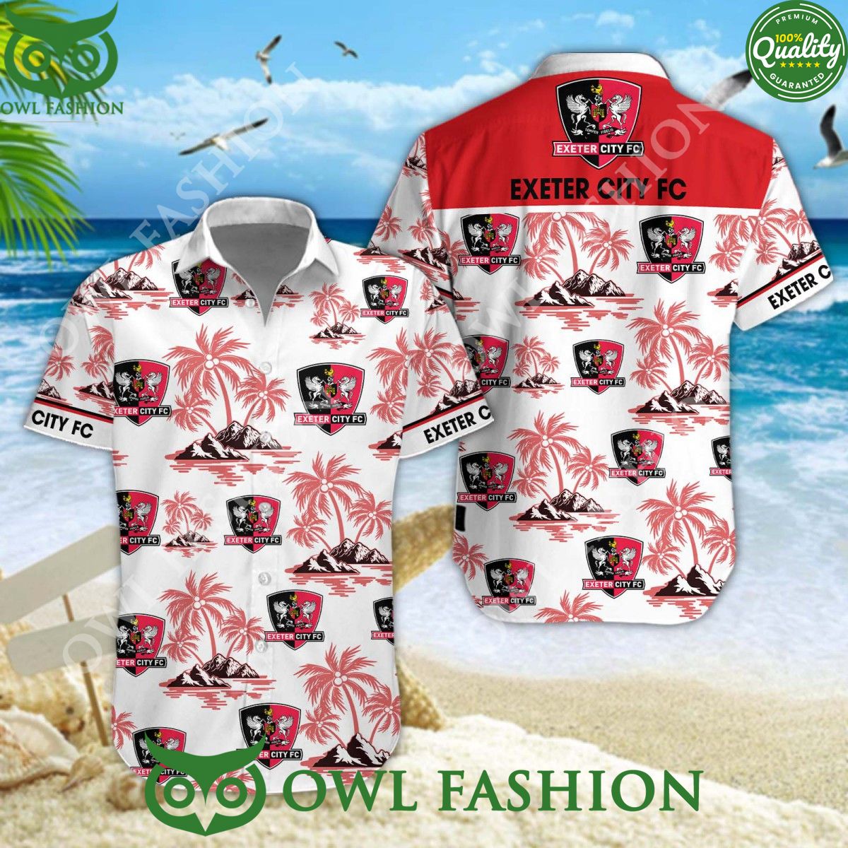 Exeter City EFL Championship Beach Vibe Hawaiian - Adult & Kids T-Shirts, Sweatshirts & Hoodies apparel design preview 1