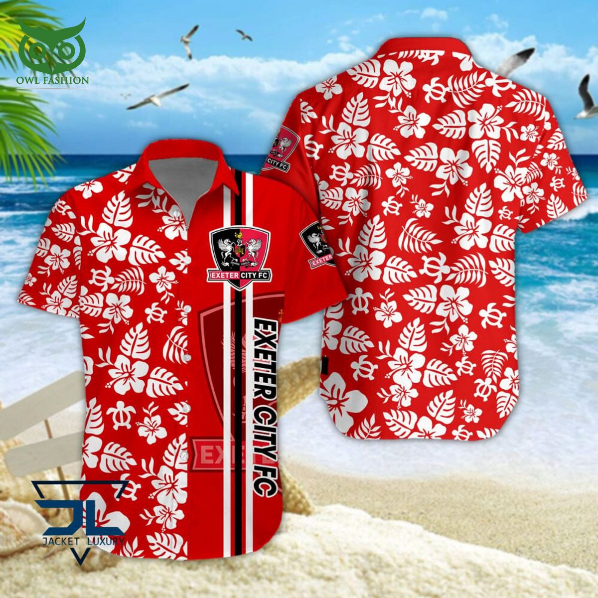 Exeter City Logo EPL Championship Hawaiian - Adult & Kids T-Shirts, Sweatshirts & Hoodies apparel design preview 1