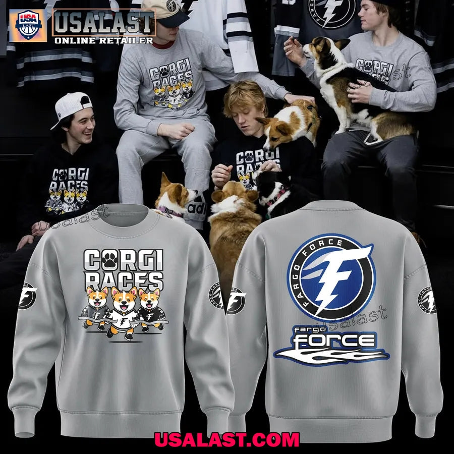 Fargo Force Ice Hockey Team Corgi Races - Adult & Kids T-Shirts, Sweatshirts & Hoodies apparel design preview 1