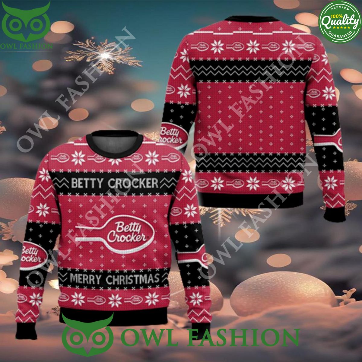 Favorite Food Brands Betty Crocker Woven Ugly Xmas 3D - Adult & Kids T-Shirts, Sweatshirts & Hoodies apparel design preview 1