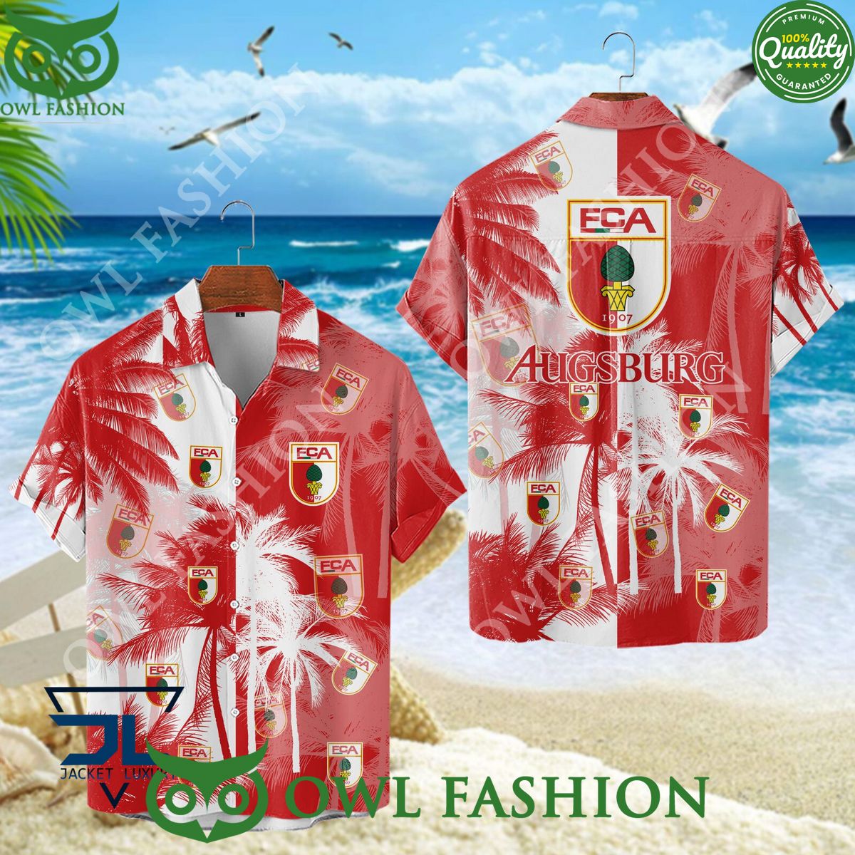 FC Augsburg Bundesliga German League Hawaiian Summer - Adult & Kids T-Shirts, Sweatshirts & Hoodies apparel design preview 1