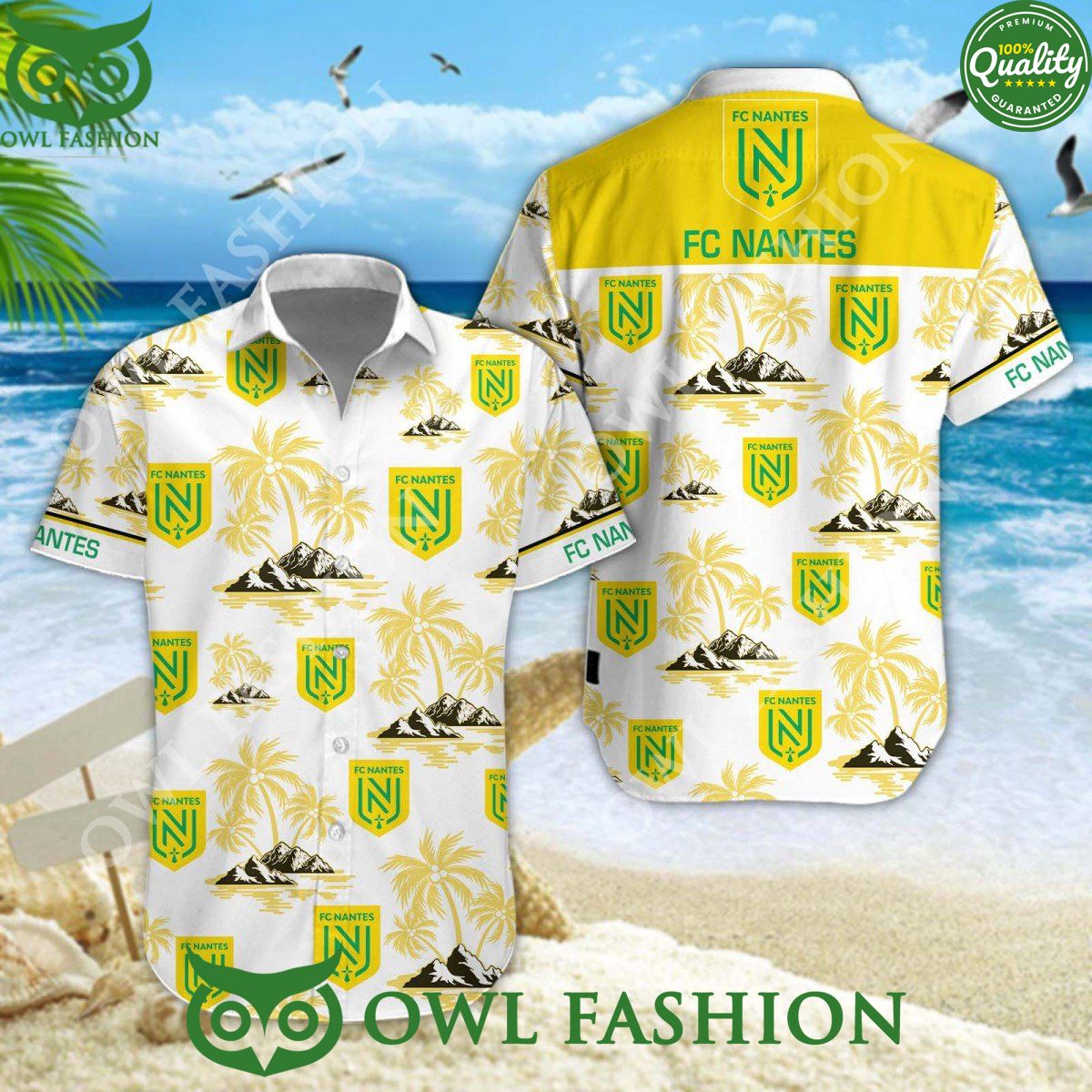 FC Nantes Football Club Coconut Island Ligue 1 - Adult & Kids T-Shirts, Sweatshirts & Hoodies apparel design preview 1