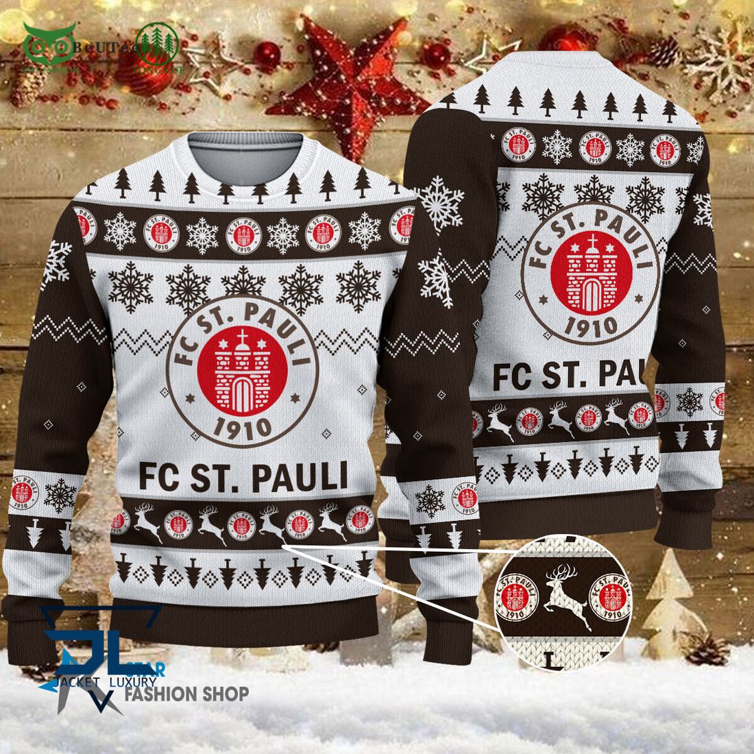 FC St. Pauli Bundesliga Football 3D Ugly Sweater - Adult & Kids T-Shirts, Sweatshirts & Hoodies apparel design preview 1