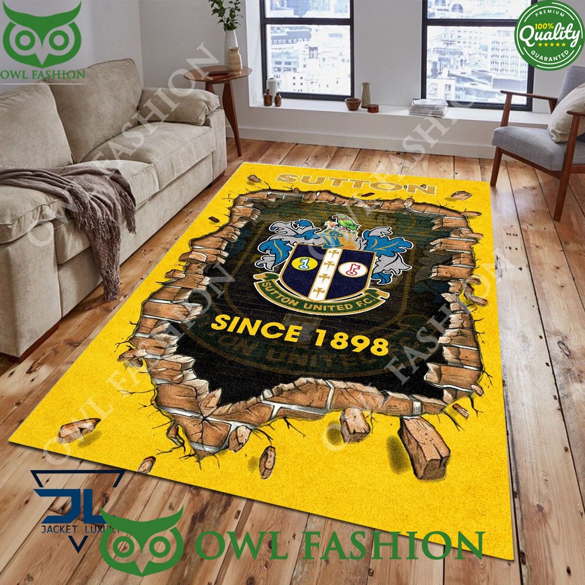 FC Sutton United 1898 League Two Living Room Rug - Adult & Kids T-Shirts, Sweatshirts & Hoodies apparel design preview 1