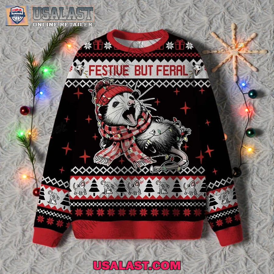 Festive But Feral Ugly Christmas Jumper - Adult & Kids T-Shirts, Sweatshirts & Hoodies apparel design preview 1