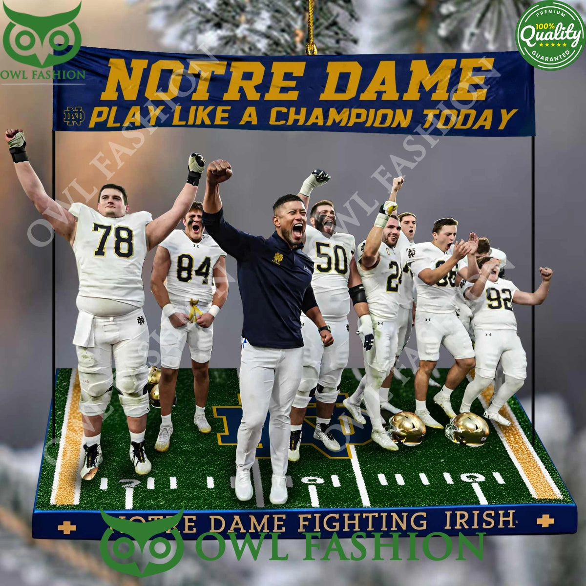 Fighting Irish coach with players Notre Dame Play - Adult & Kids T-Shirts, Sweatshirts & Hoodies apparel design preview 1