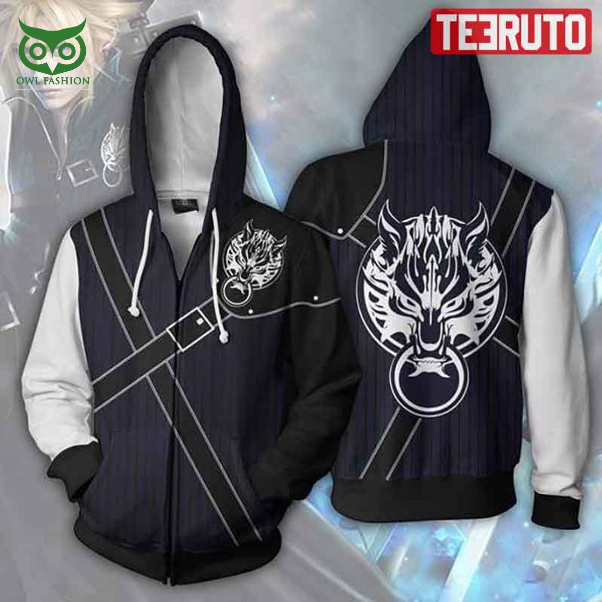 Final Fantasy Cloud Strife Cosplay Zip Up 3D - Adult & Kids T-Shirts, Sweatshirts & Hoodies apparel design preview 1