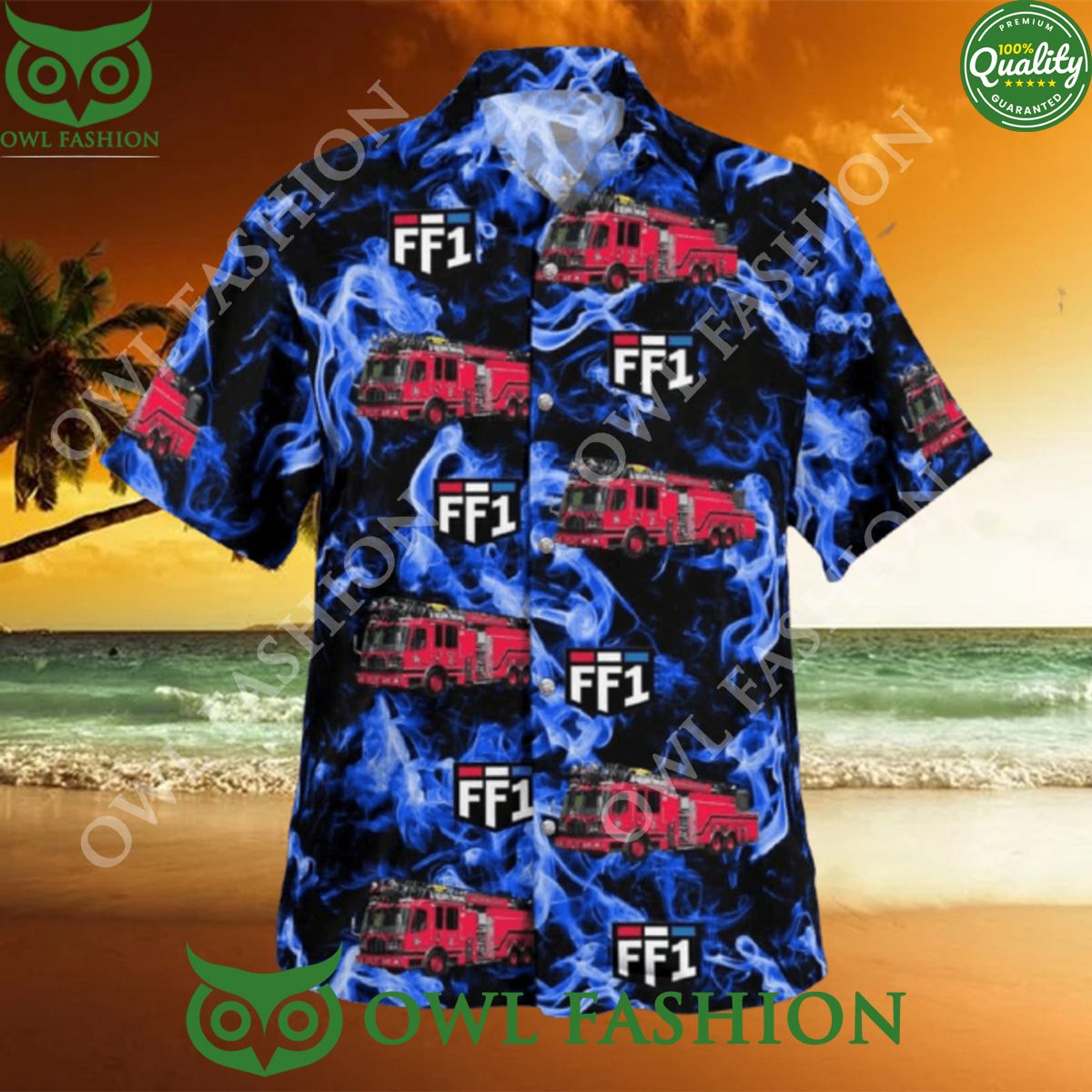 Fire Dept Hawaiian Surf Gift Beach Aloha Vibe - Adult & Kids T-Shirts, Sweatshirts & Hoodies apparel design preview 1