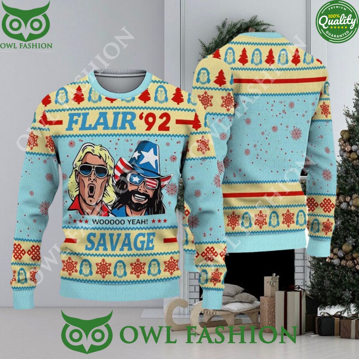 Flair 92 Savage Ugly Christmas Sweater Jumper - Adult & Kids T-Shirts, Sweatshirts & Hoodies apparel design preview 1
