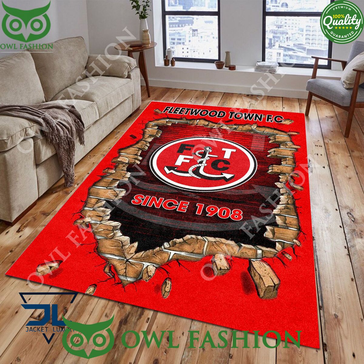 Fleetwood Town F.C 1829 League Two Living Room Rug - Adult & Kids T-Shirts, Sweatshirts & Hoodies apparel design preview 1