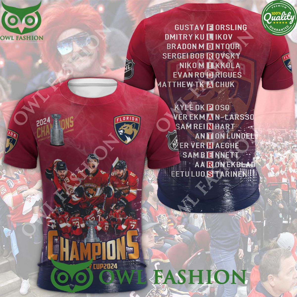 Florida Panthers Stanley Cup 2024 Champion Limited 3D - Adult & Kids T-Shirts, Sweatshirts & Hoodies apparel design preview 1