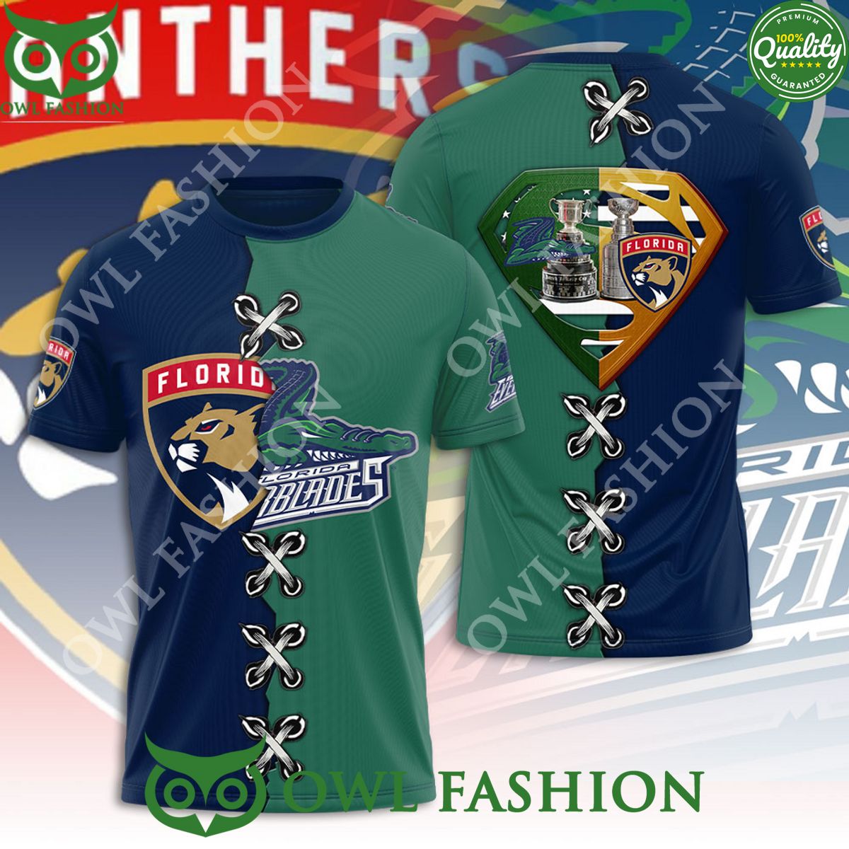 Florida Panthers x Everblades ECHL Ice Hockey 3D - Adult & Kids T-Shirts, Sweatshirts & Hoodies apparel design preview 1