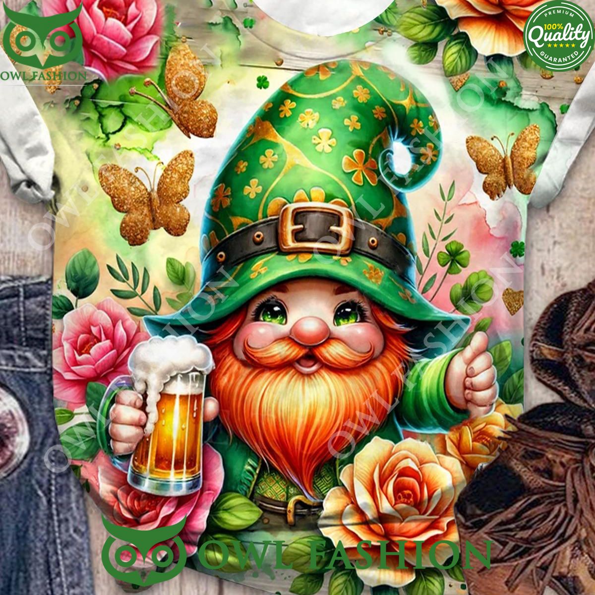 Flower Shamrock Gnome St Patricks - Adult & Kids T-Shirts, Sweatshirts & Hoodies apparel design preview 1