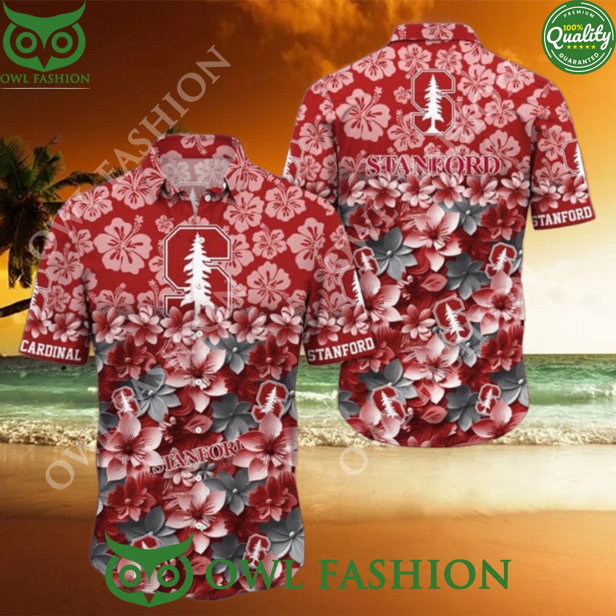 Flower Stanford Cardinal NCAA Hawaiian 2024 Trending - Adult & Kids T-Shirts, Sweatshirts & Hoodies apparel design preview 1