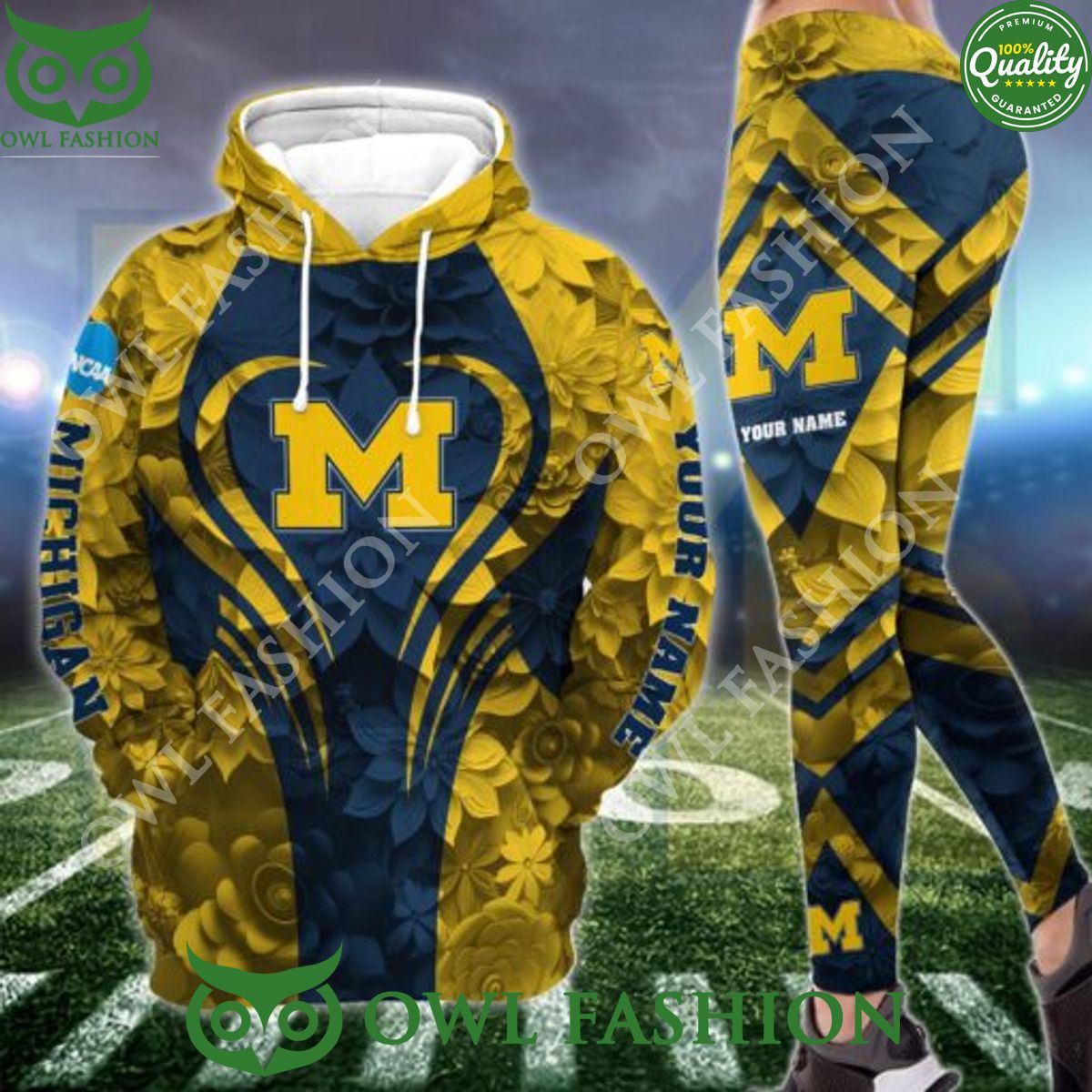 FLower Yellow pattern Michigan Wolverines And - Adult & Kids T-Shirts, Sweatshirts & Hoodies apparel design preview 1