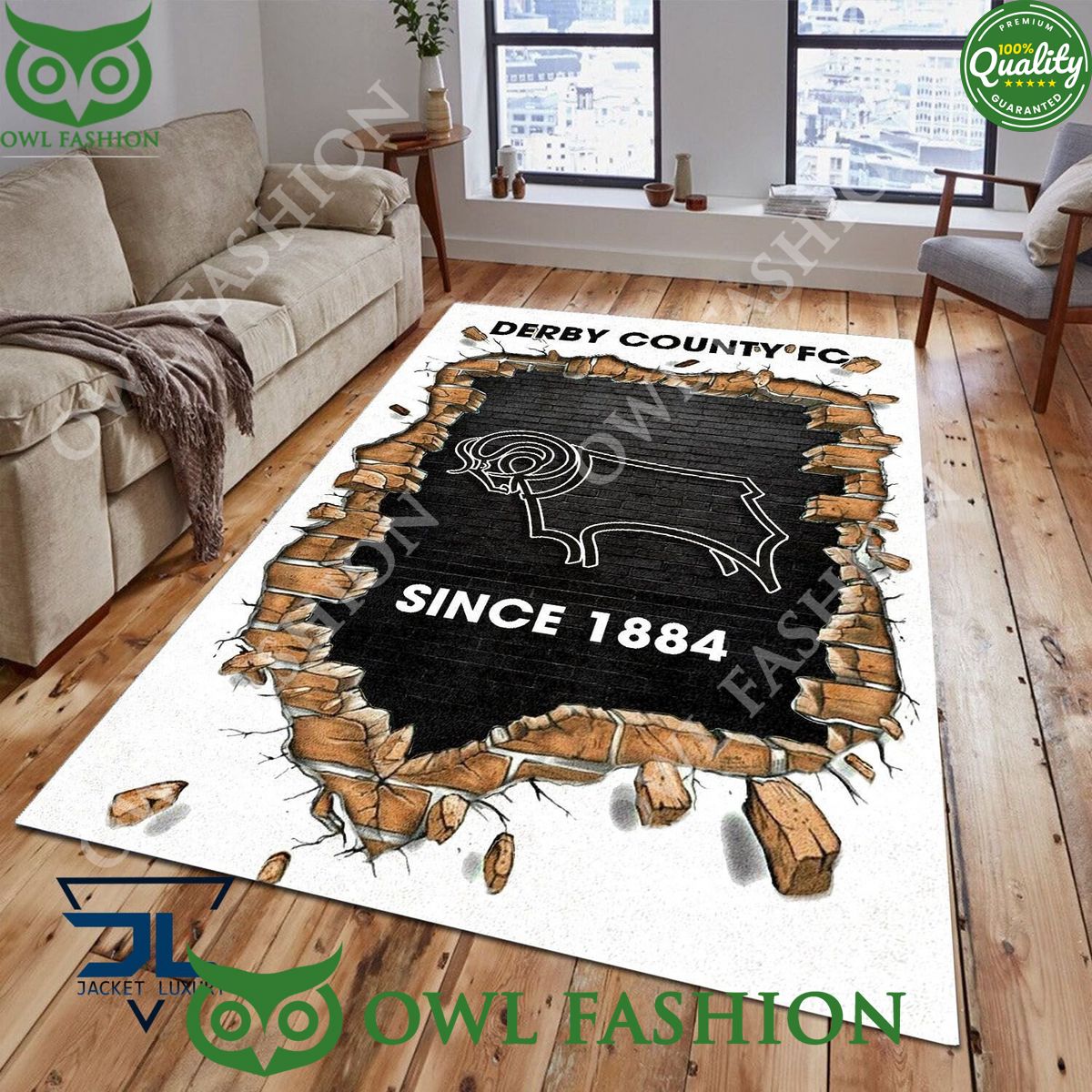 Football Derby County 1827 EPL Living Room Rug Carpet - Adult & Kids T-Shirts, Sweatshirts & Hoodies apparel design preview 1