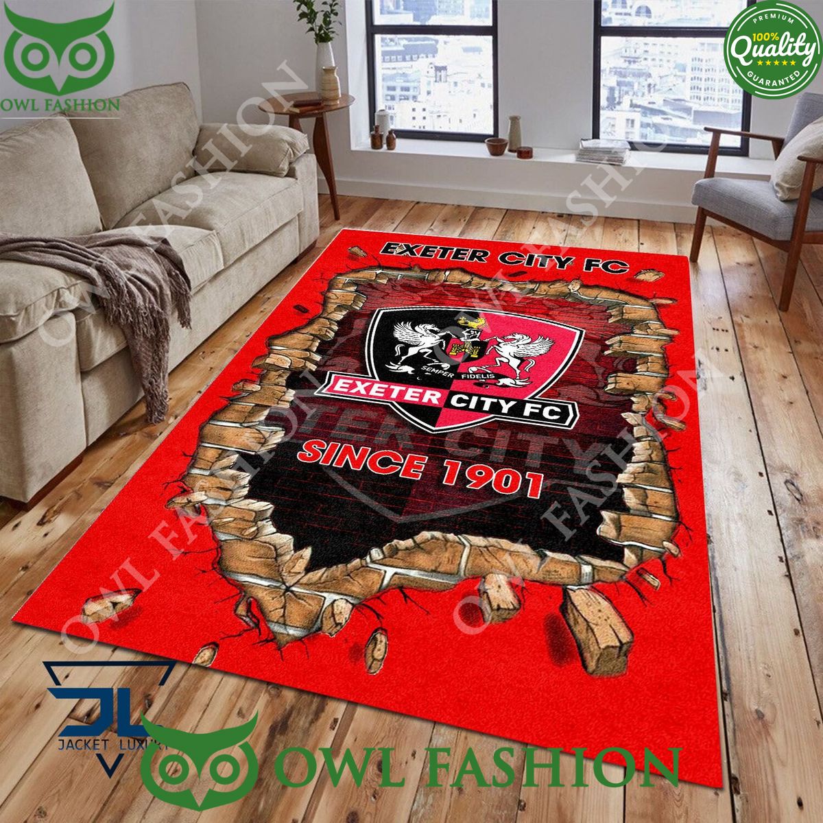 Football Exeter City 1828 EPL Living Room Rug Carpet - Adult & Kids T-Shirts, Sweatshirts & Hoodies apparel design preview 1