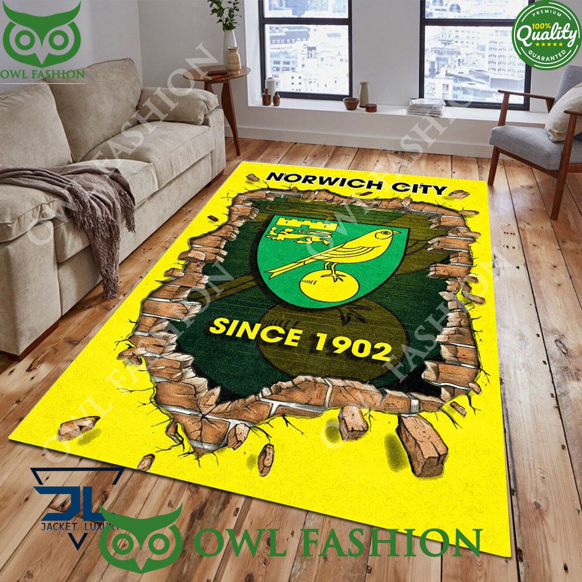 Football Norwich City FC 1902 EPL Living Room Rug - Adult & Kids T-Shirts, Sweatshirts & Hoodies apparel design preview 1