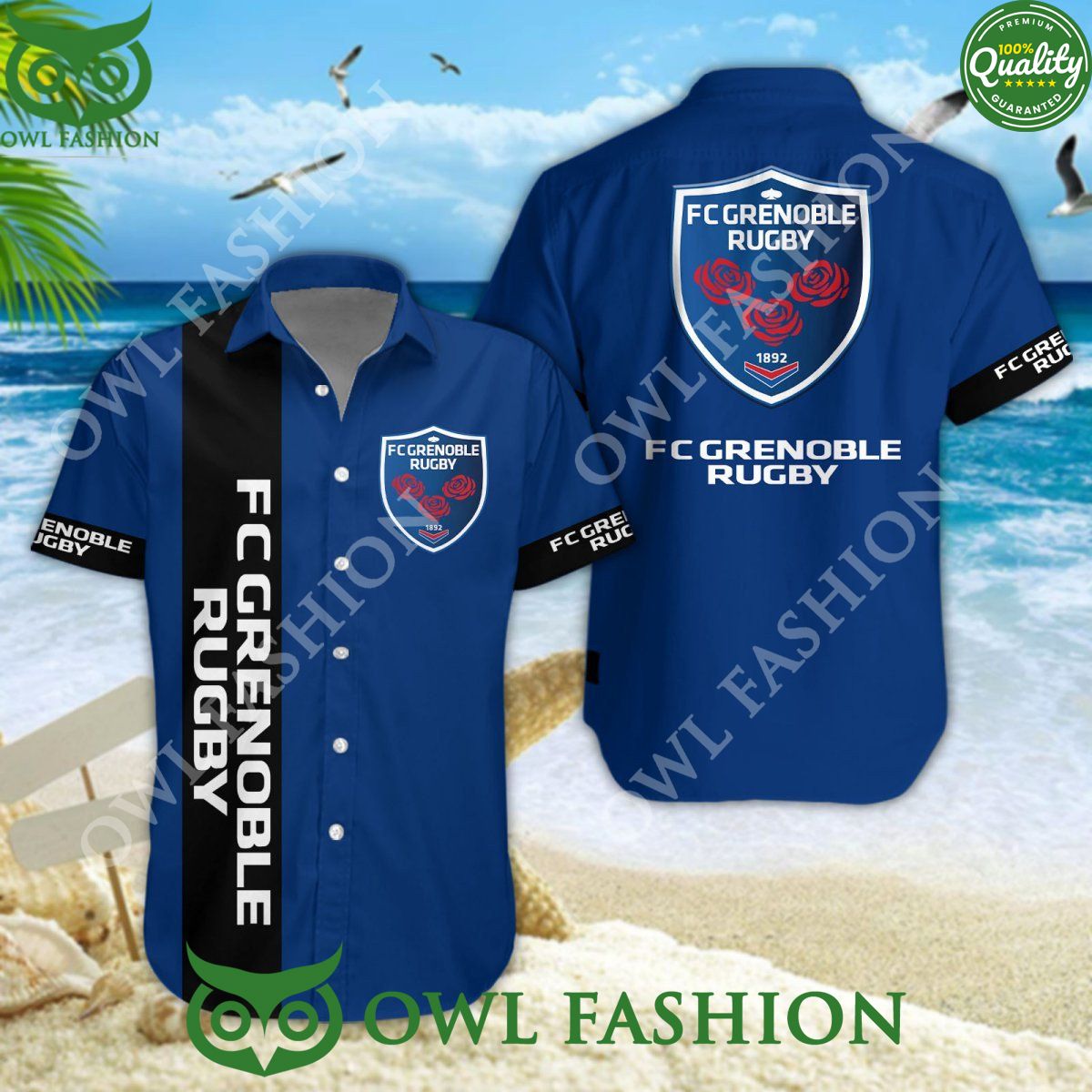 France FC Grenoble Rugby union team hawaiian - Adult & Kids T-Shirts, Sweatshirts & Hoodies apparel design preview 1