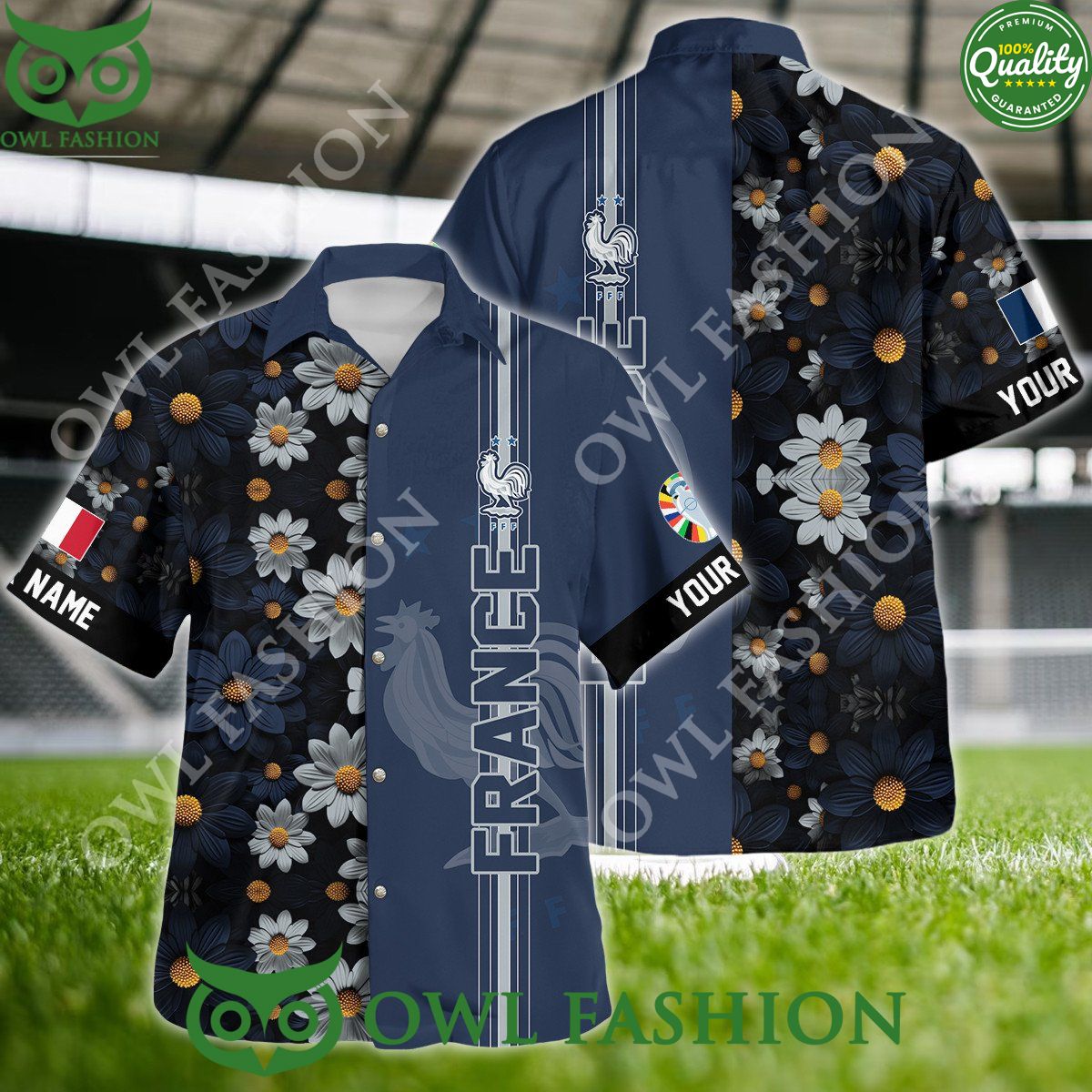 France UEFA Euro Floral Flower Personalized Hawaiian - Adult & Kids T-Shirts, Sweatshirts & Hoodies apparel design preview 1