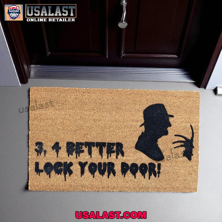 Freddy Krueger Better Lock Your Door Coir Doormat - Adult & Kids T-Shirts, Sweatshirts & Hoodies apparel design preview 1