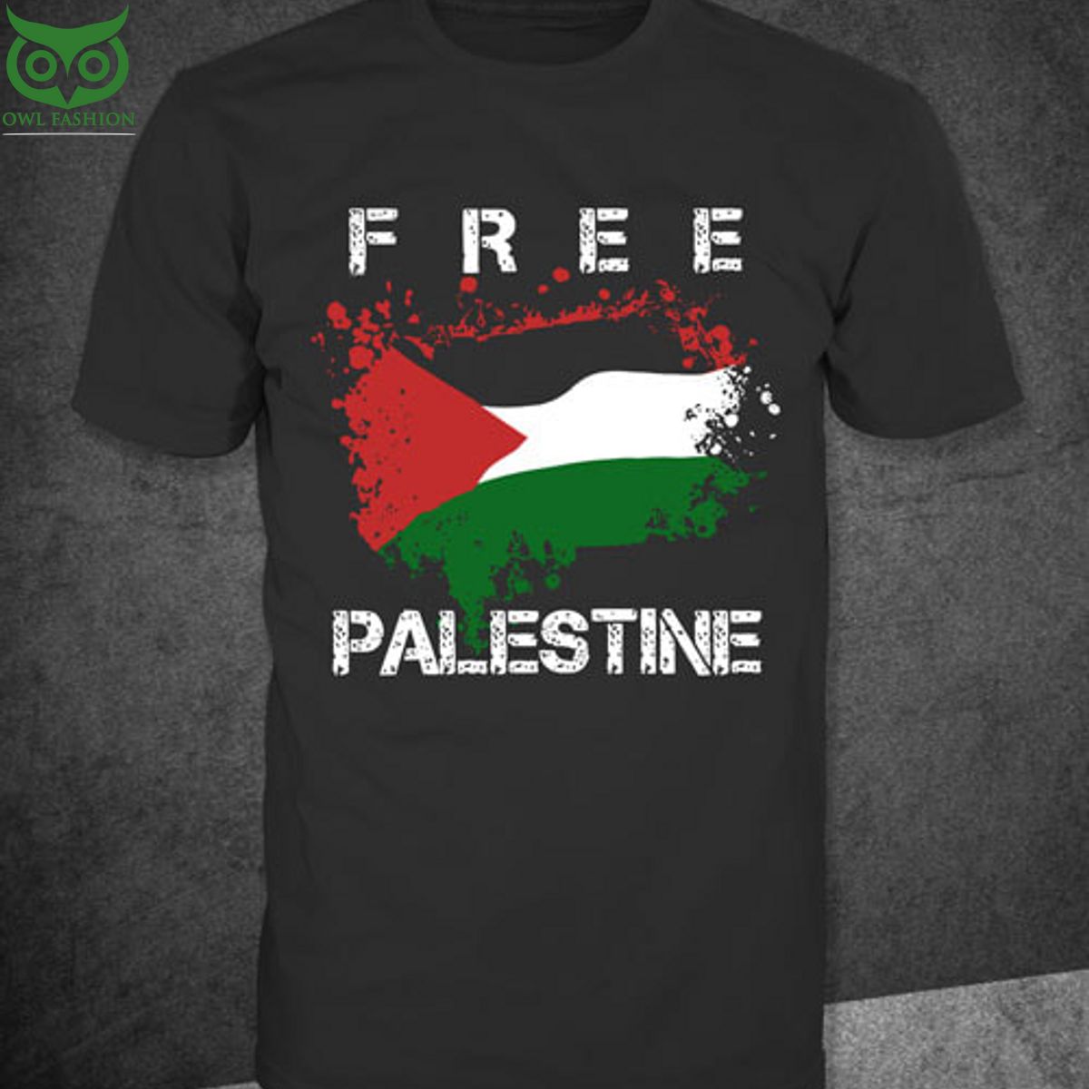 Free Palestine grunge flag hot trend Shop Owl Fashion - Adult & Kids T-Shirts, Sweatshirts & Hoodies apparel design preview 1
