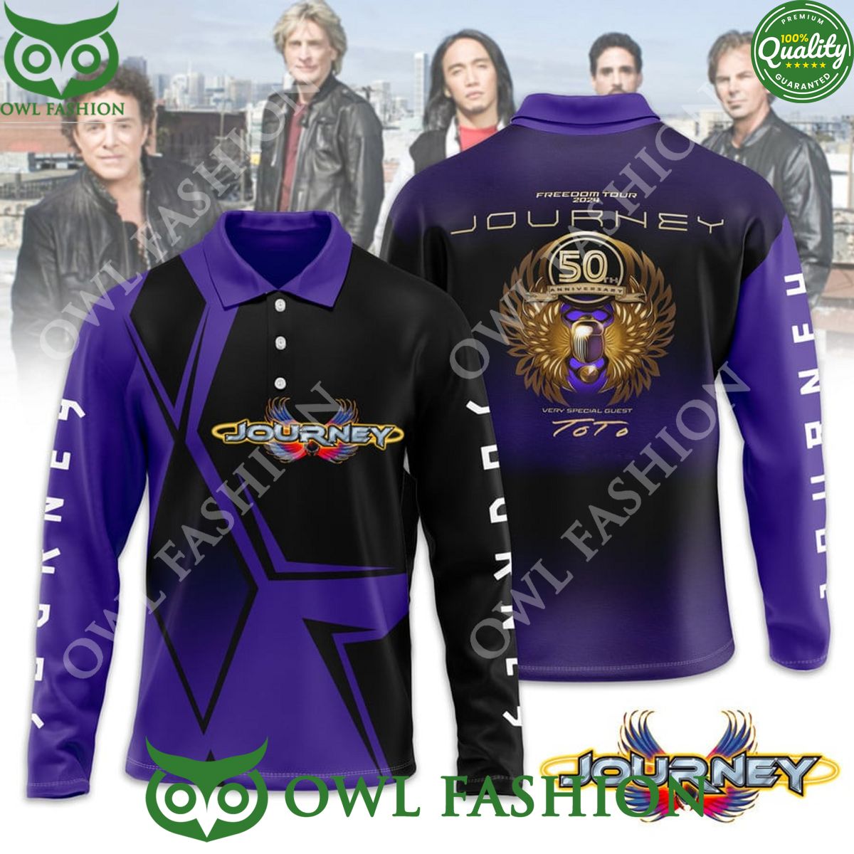 Freedom tour 2024 Journey and Toto rock band Polo - Adult & Kids T-Shirts, Sweatshirts & Hoodies apparel design preview 1