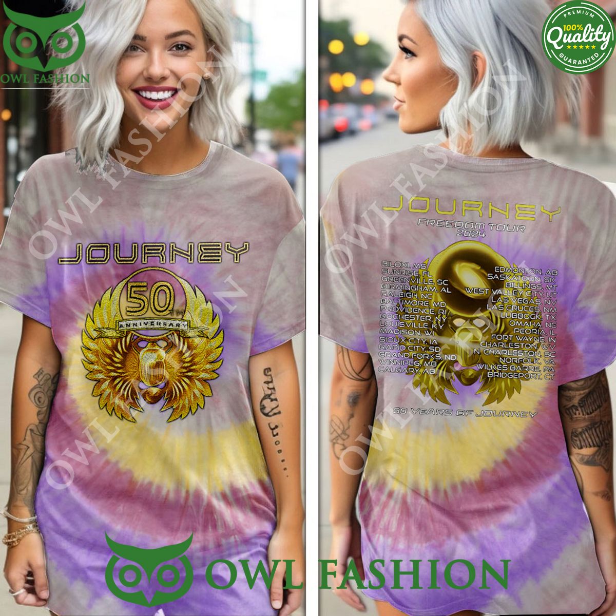 Freedom tour 2024 Journey Rock band 50 year of 3D - Adult & Kids T-Shirts, Sweatshirts & Hoodies apparel design preview 1