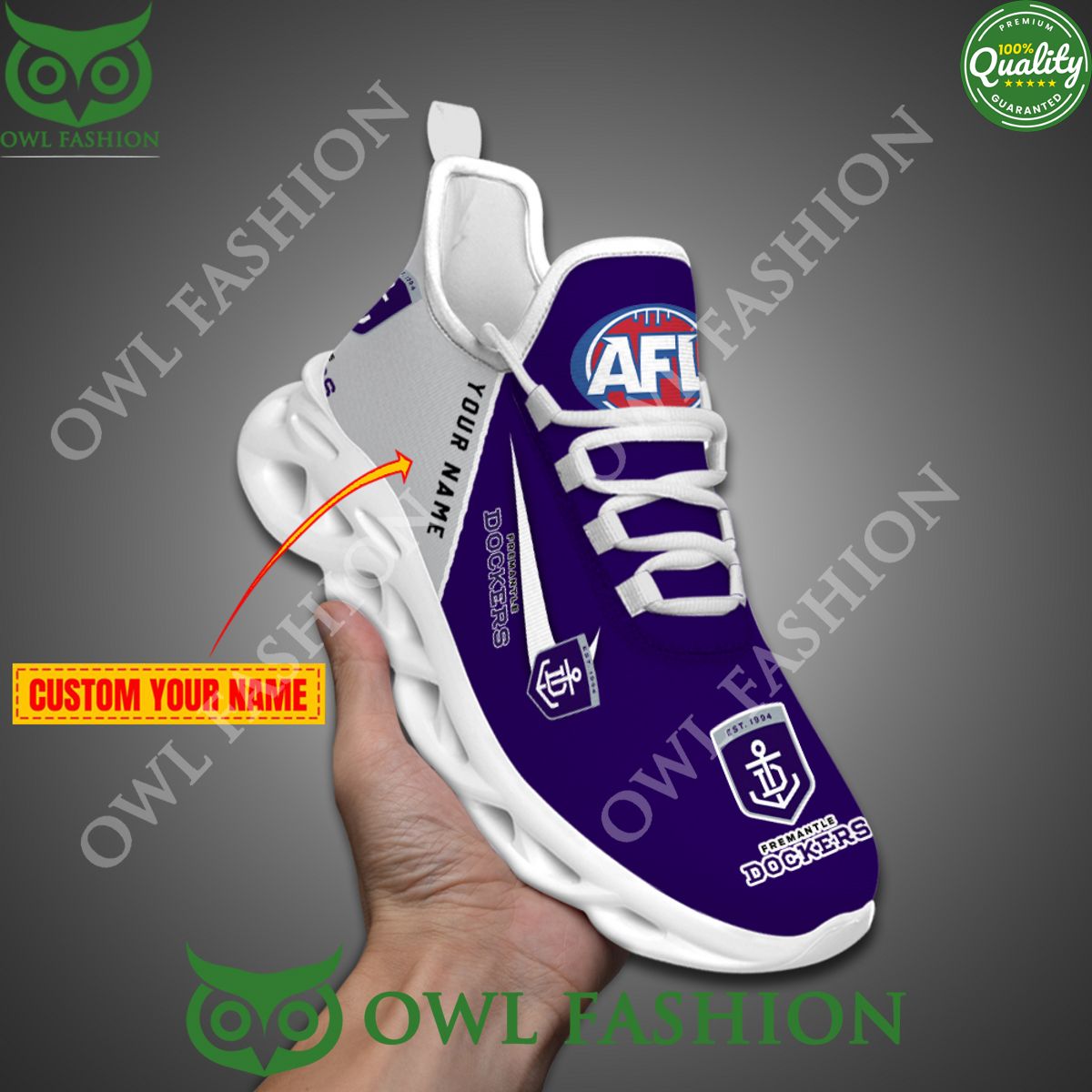 Fremantle Dockers AFL Personalized Max Soul Shoes - Adult & Kids T-Shirts, Sweatshirts & Hoodies apparel design preview 1